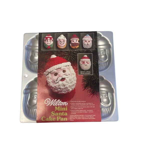 Wilton Mini Santa Cake Pan With 6 Cavities For Holiday Baking - Picture 1 of 4